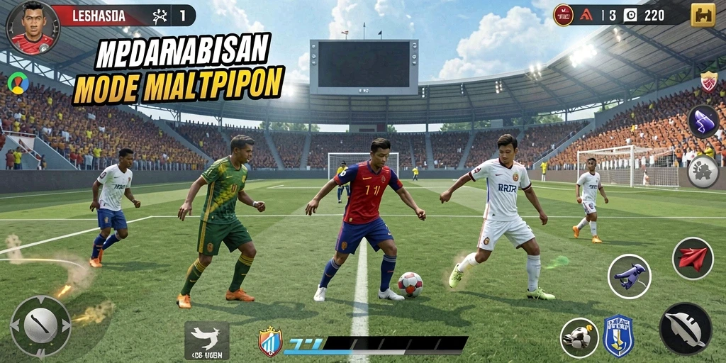 Tampilan karakter utama dalam aksi berani.